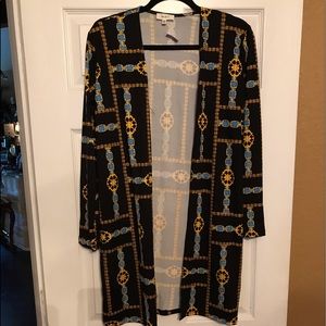 Black and blue long cardigan
